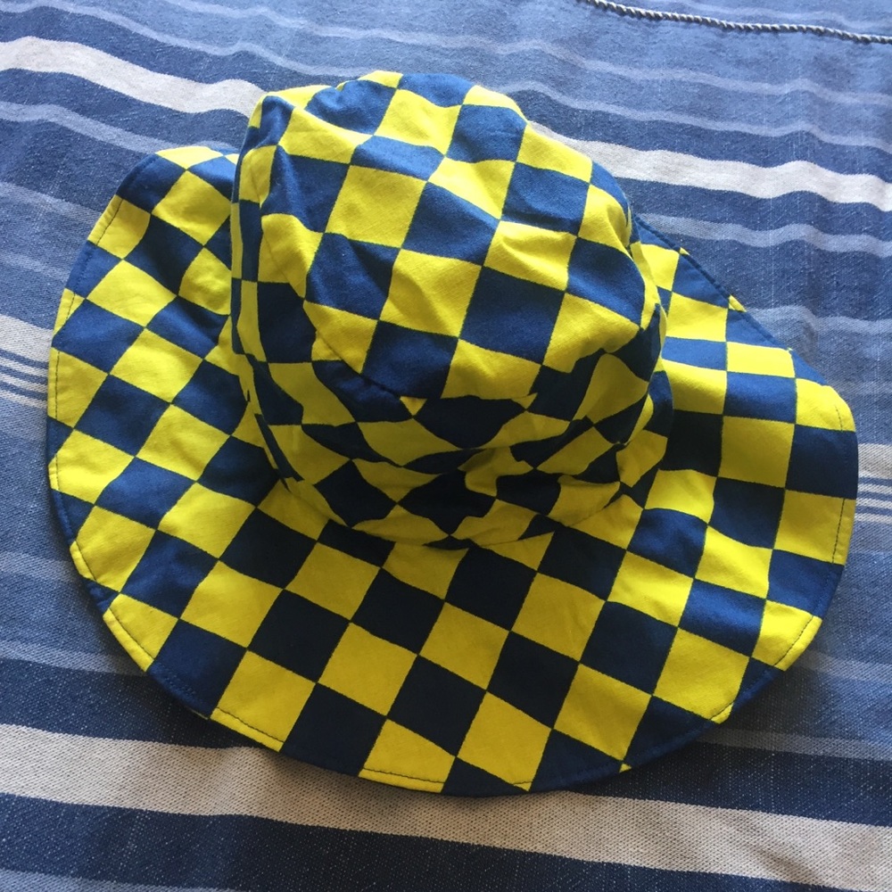 Vintage 60s Checker Print Reversible Hat
